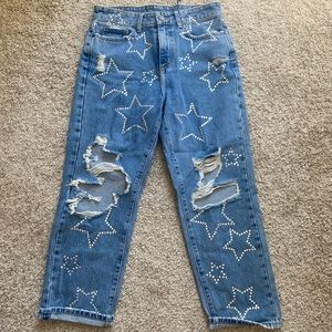 LF jeans with trendy bedazzled stars